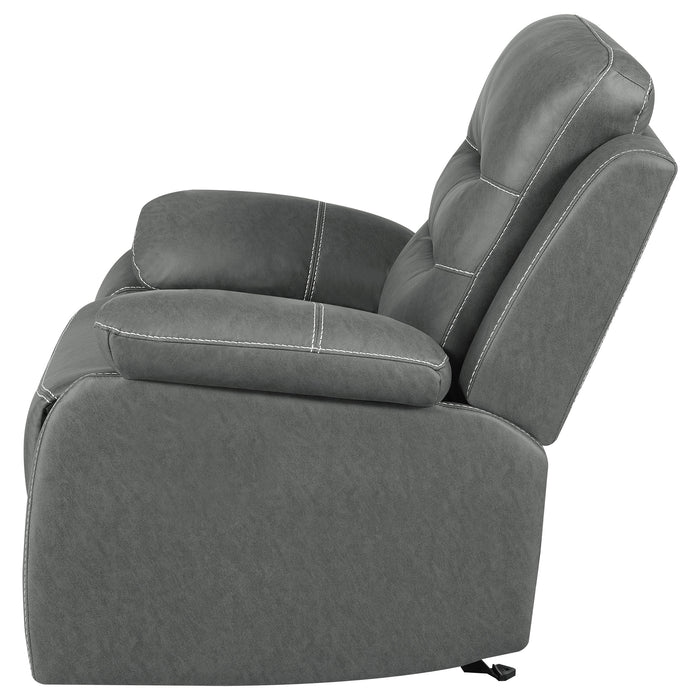 Nova Upholstered Padded Arm Glider Recliner Dark Grey