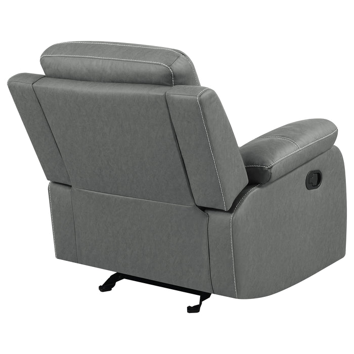 Nova Upholstered Padded Arm Glider Recliner Dark Grey