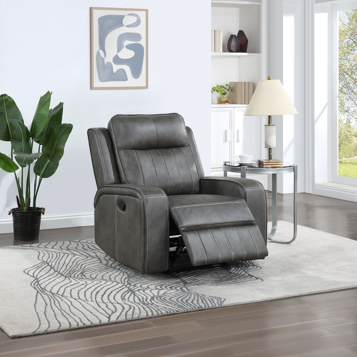 Raelynn Upholstered Track Arm Recliner Grey