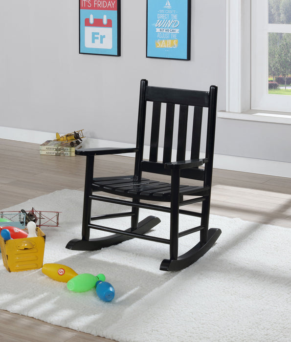 Annie Slat Back Solid Wood Kids Rocking Chair Black