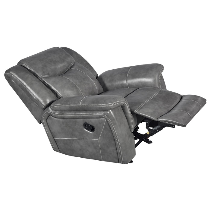 Conrad Upholstered Padded Arm Glider Recliner Grey