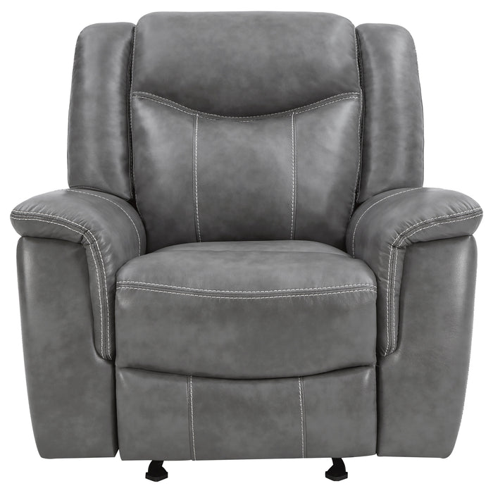 Conrad Upholstered Padded Arm Glider Recliner Grey