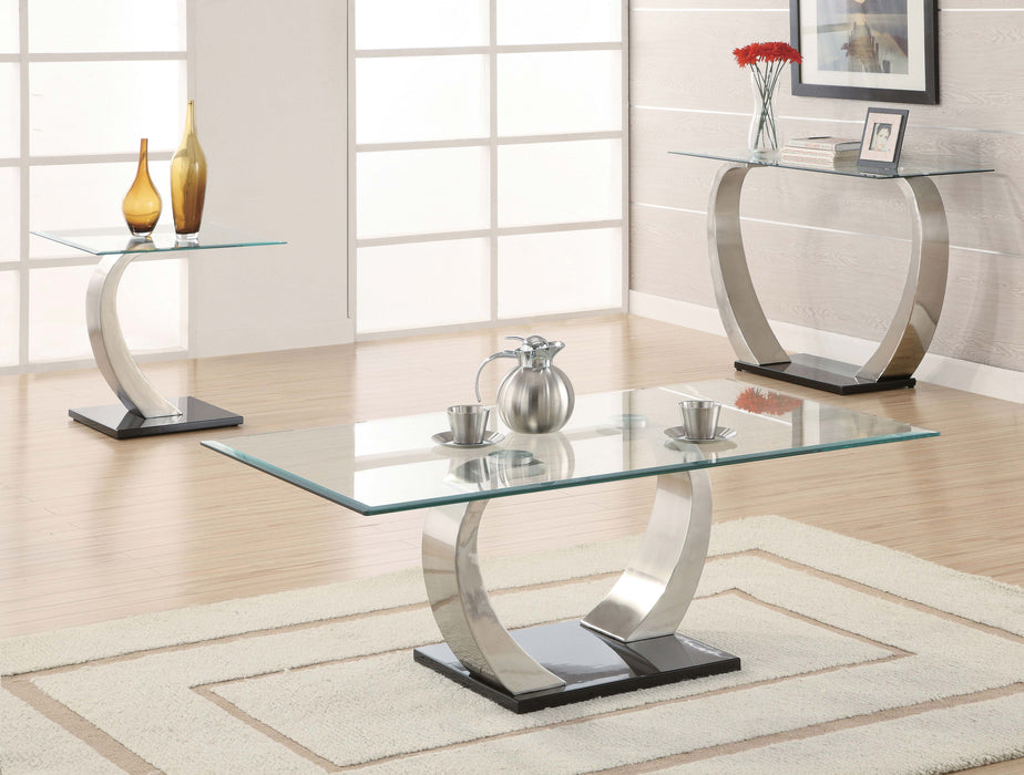 Pruitt Rectangular Glass Top Metal End Table Satin Silver