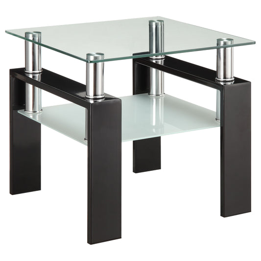 Dyer 1-shelf Square Glass Top Side End Table Black