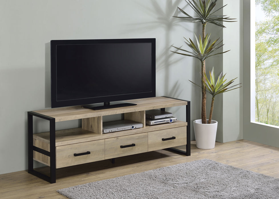 James 3-drawer Engineered Wood 60" TV Stand Distressed Pine