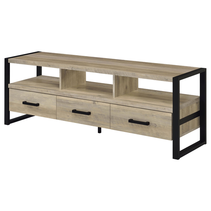 James 3-drawer Engineered Wood 60" TV Stand Distressed Pine