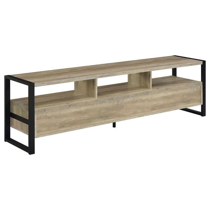 James 3-drawer Engineered Wood 71" TV Stand Distressed Pine