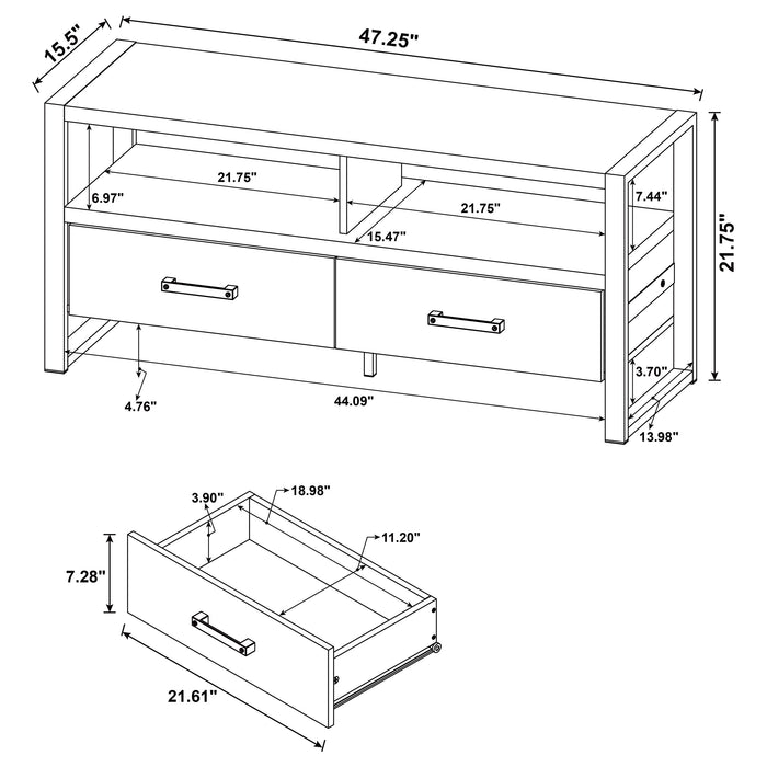 James 2-drawer Engineered Wood 48" TV Stand Dark Pine