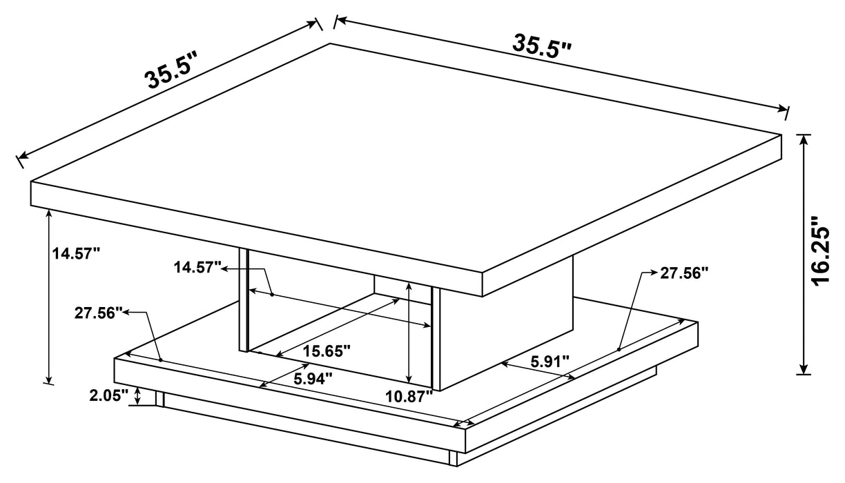 Reston Square Engineered Wood Coffee Table Cappuccino