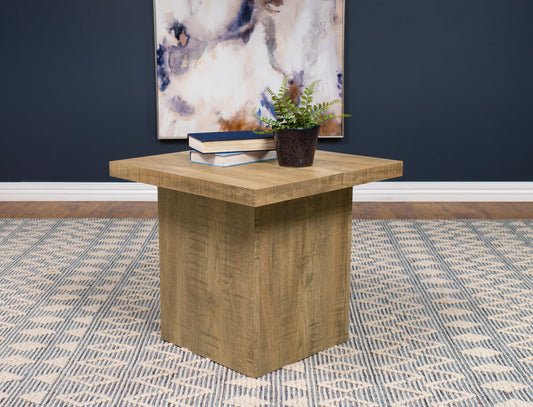 Devar Square Engineered Wood End Table Mango Brown