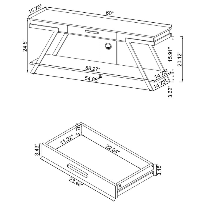 Marcia 1-drawer Wood 60" TV Stand White High Gloss