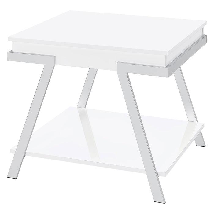 Marcia Rectangular Side End Table White High Gloss