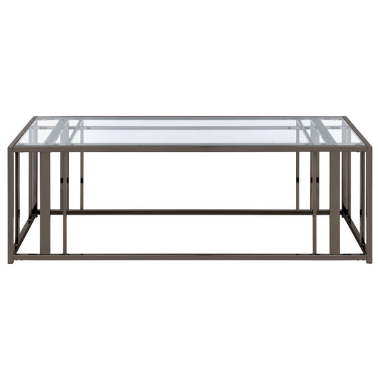 Adri Rectangular Glass Top Coffee Table Black Nickel