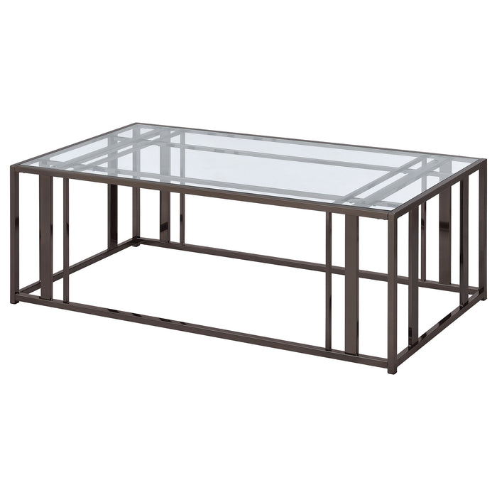 Adri Rectangular Glass Top Coffee Table Black Nickel