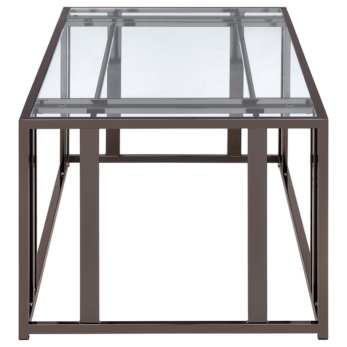 Adri Rectangular Glass Top Coffee Table Black Nickel