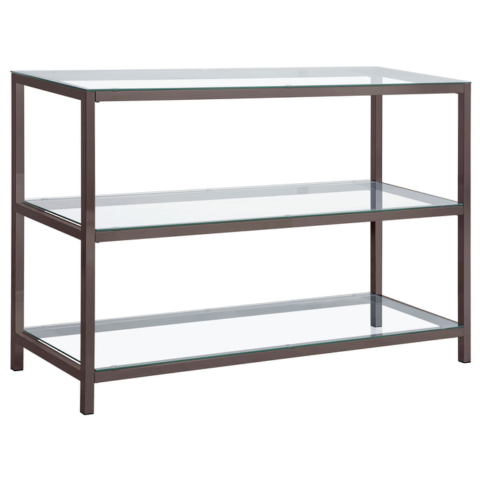 Trini 2-shelf Glass Top Entryway Console Table Black Nickel