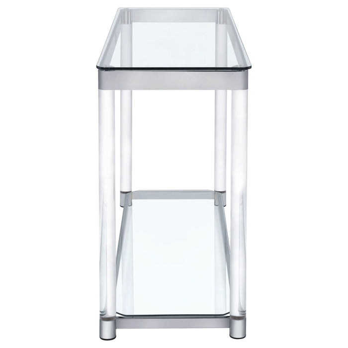 Anne Acrylic Glass Top Entryway Sofa Console Table Chrome