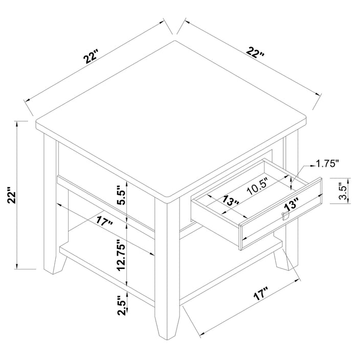 Bradford 1-drawer Square Wood End Table Walnut