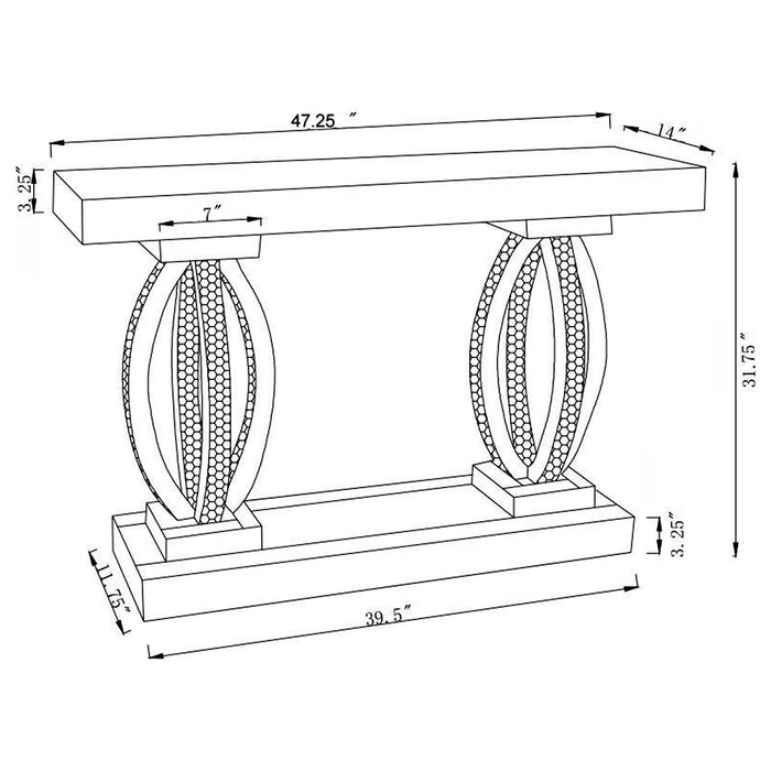 Amalia Mirrored Acrylic Entryway Sofa Console Table Silver