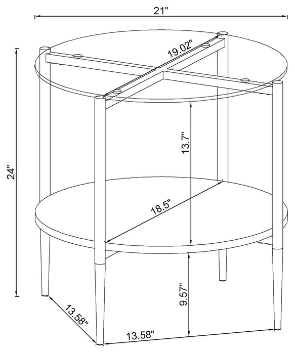 Cadee Round Glass Top End Table White and Chrome