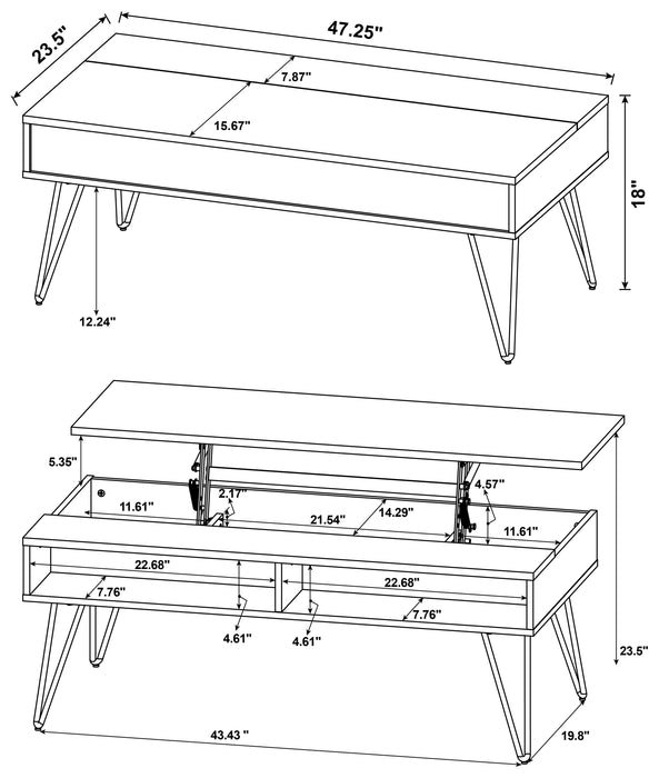 Fanning Engineered Wood Lift Top Coffee Table Golden Oak