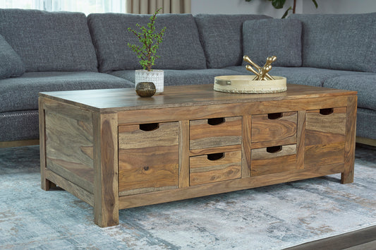 Esther 6-drawer Solid Wood Coffee Table Natural Sheesham