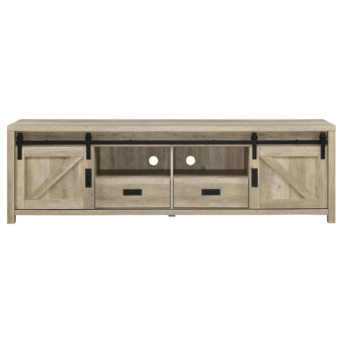 Madra 2-door Engineered Wood 79" TV Stand Distressed Pine