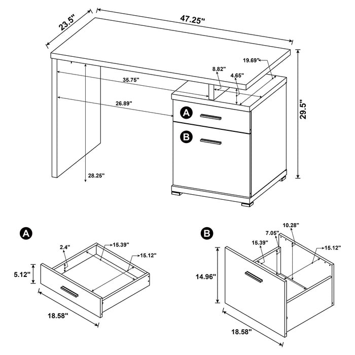 Irving 47-inch 2-drawer Office Computer Desk Cappuccino