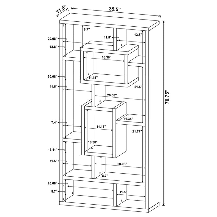 Corey 71-inch 8-shelf Bookshelf White