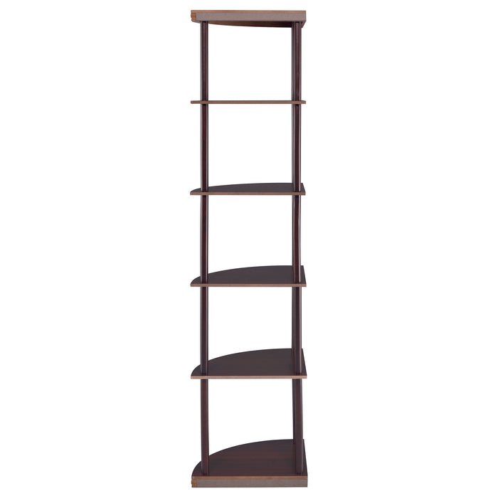 Bonwick 72-inch 5-shelf Corner Bookshelf Cappuccino