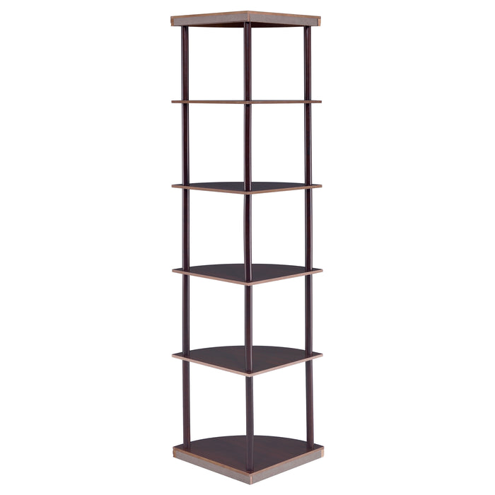 Bonwick 72-inch 5-shelf Corner Bookshelf Cappuccino