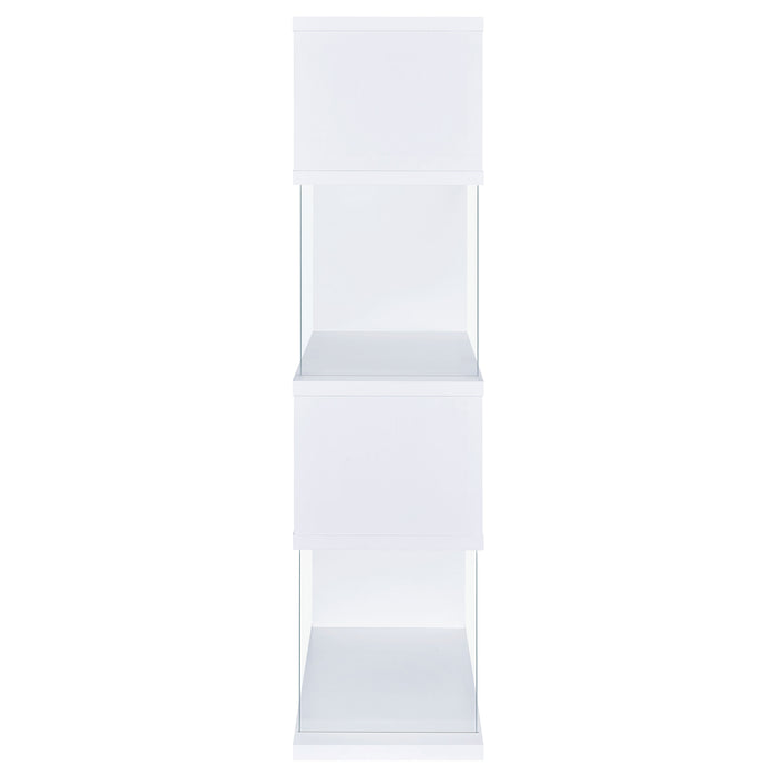 Emelle 63-inch 4-shelf Glass Panel Bookshelf White