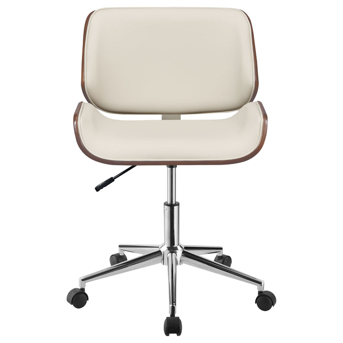 Addington Upholstered Adjustable Office Desk Chair Ecru