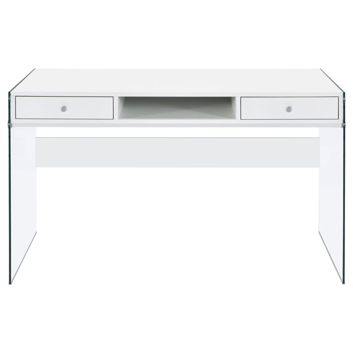 Dobrev 48-inch 2-drawer Writing Desk White High Gloss