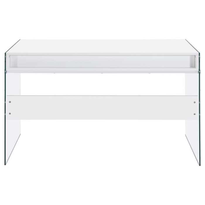 Dobrev 48-inch 2-drawer Writing Desk White High Gloss