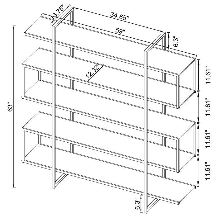 Elmer 63-inch 5-shelf Bookshelf Clear and Chrome