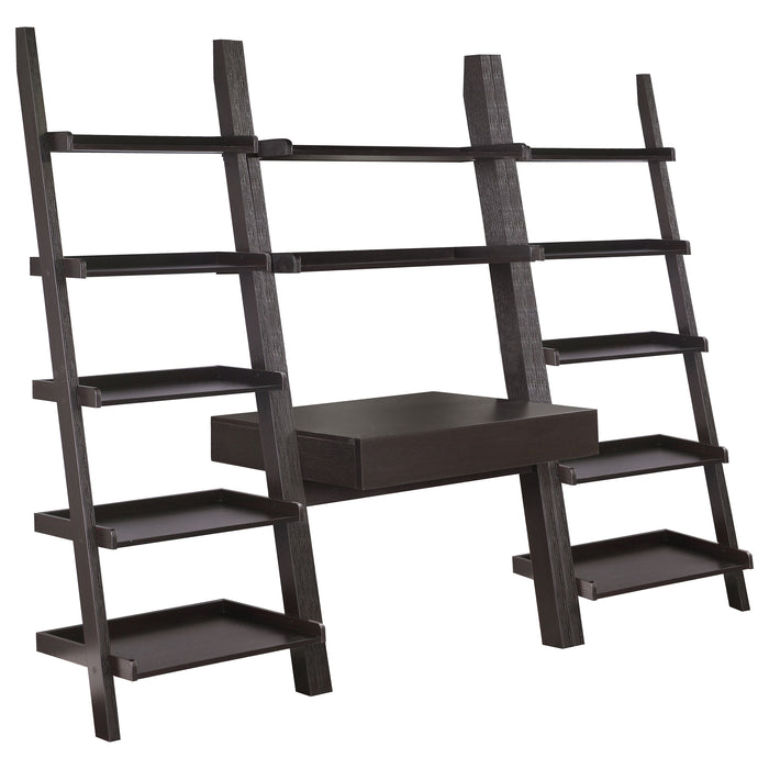 Colella 3-piece Ladder Desk and Bookcase Set Cappuccino