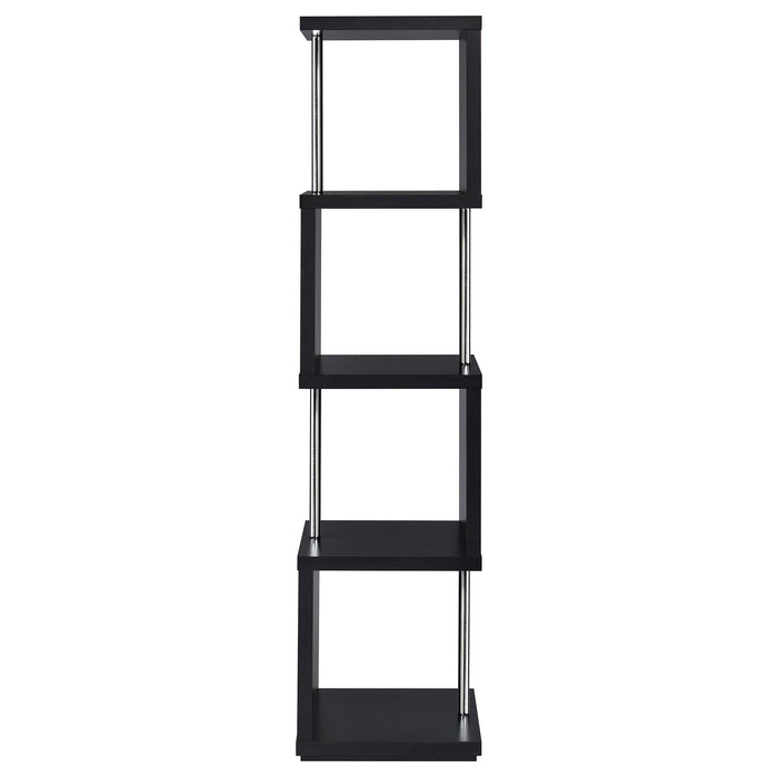 Baxter 67-inch 4-shelf Bookshelf Black and Chrome