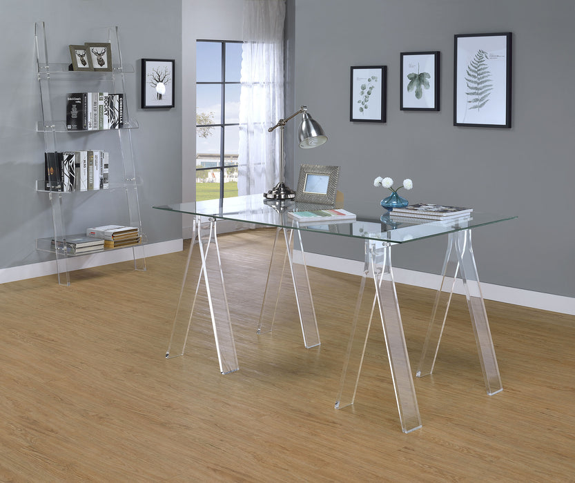 Amaturo 59-inch Glass Top Acrylic Writing Desk Clear