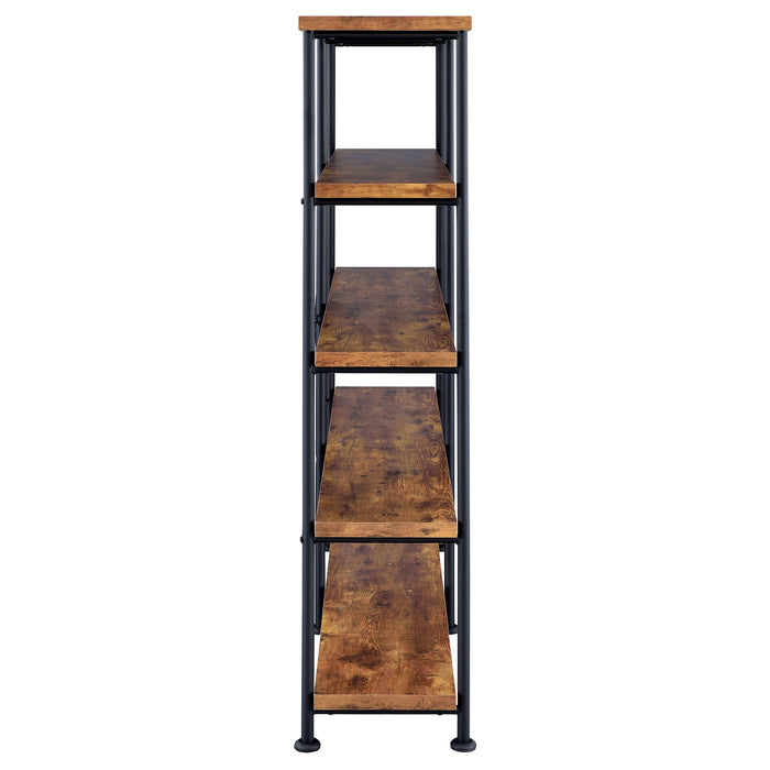 Analiese 63-inch 4-shelf Double Bookshelf Rustic Nutmeg