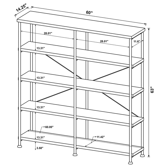 Analiese 63-inch 4-shelf Double Bookshelf Rustic Nutmeg