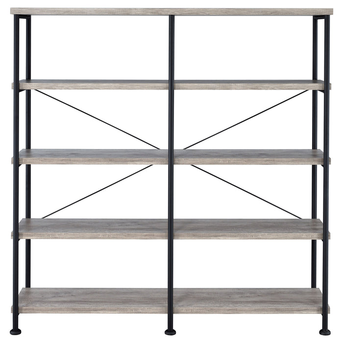 Analiese 63-inch 4-shelf Double Bookshelf Grey Driftwood