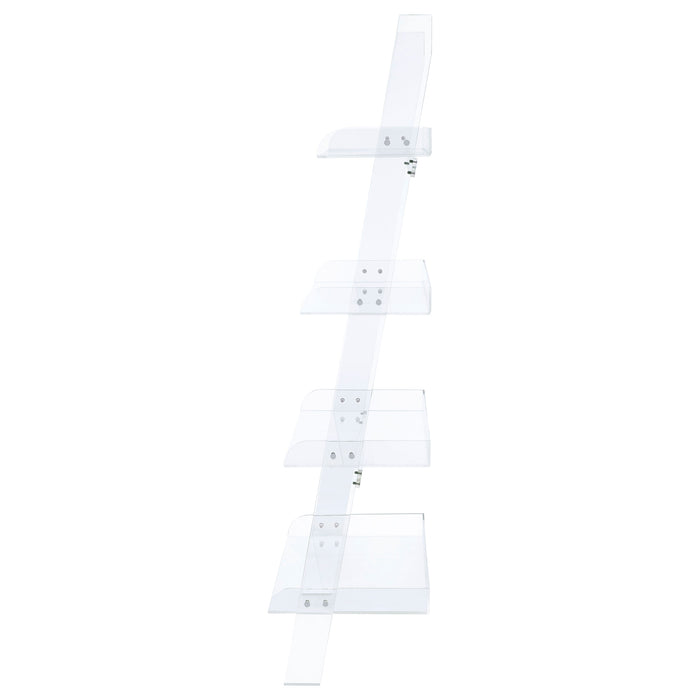 Amaturo 72-inch 4-shelf Acrylic Ladder Bookshelf Clear