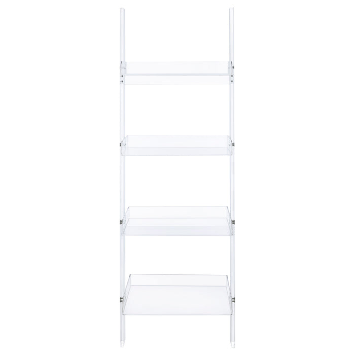 Amaturo 72-inch 4-shelf Acrylic Ladder Bookshelf Clear