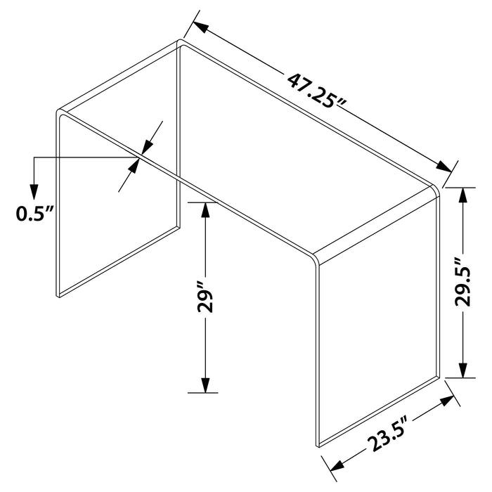 Ripley 47-inch Tempered Bent Glass Writing Desk Clear