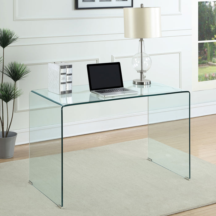 Ripley 47-inch Tempered Bent Glass Writing Desk Clear