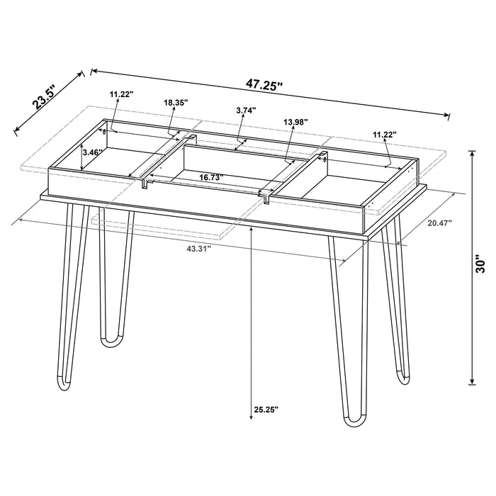 Sheeran 47-inch Writing Desk with Storage Rustic Amber