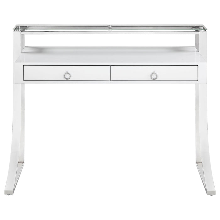 Gemma 48-inch 2-drawer Writing Desk White High Gloss