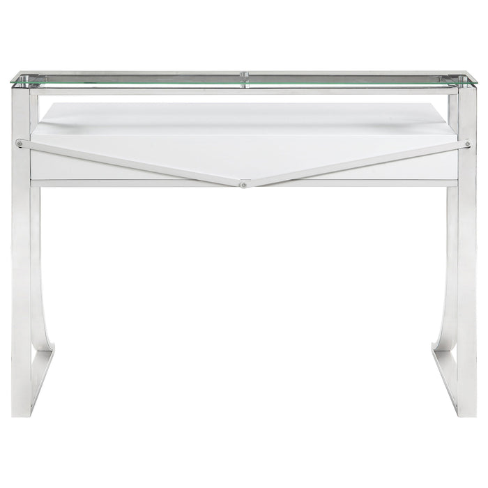 Gemma 48-inch 2-drawer Writing Desk White High Gloss