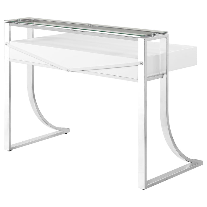 Gemma 48-inch 2-drawer Writing Desk White High Gloss